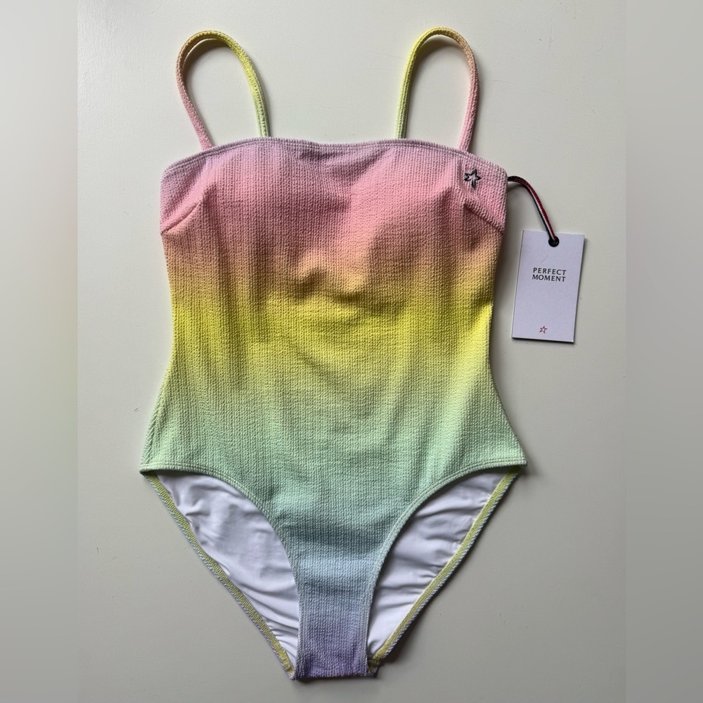 Perfect Moment Womens Sol One-Piece Swimsuit - Pastel Rainbow - Size S